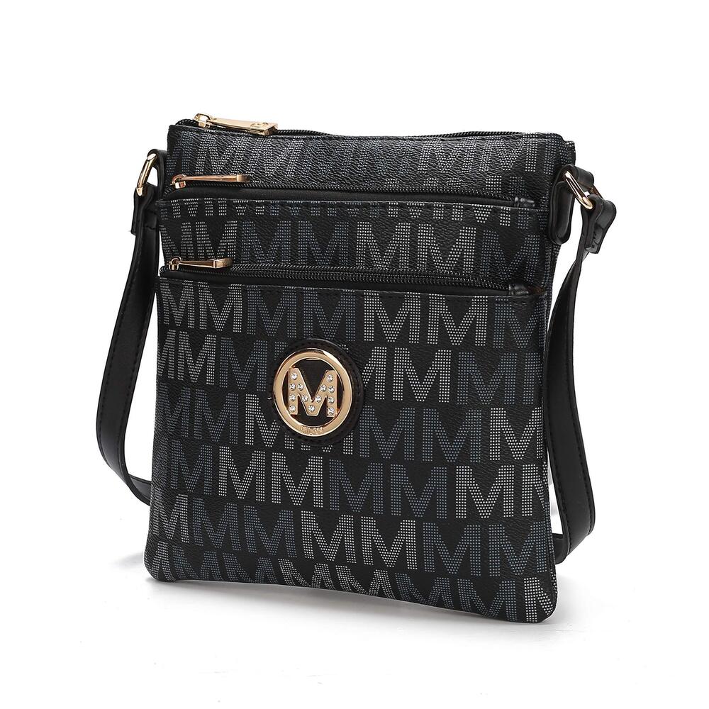 8655 Crossbody Bag , Vegan Leather Triple Zipper Handbag Crossover Bag